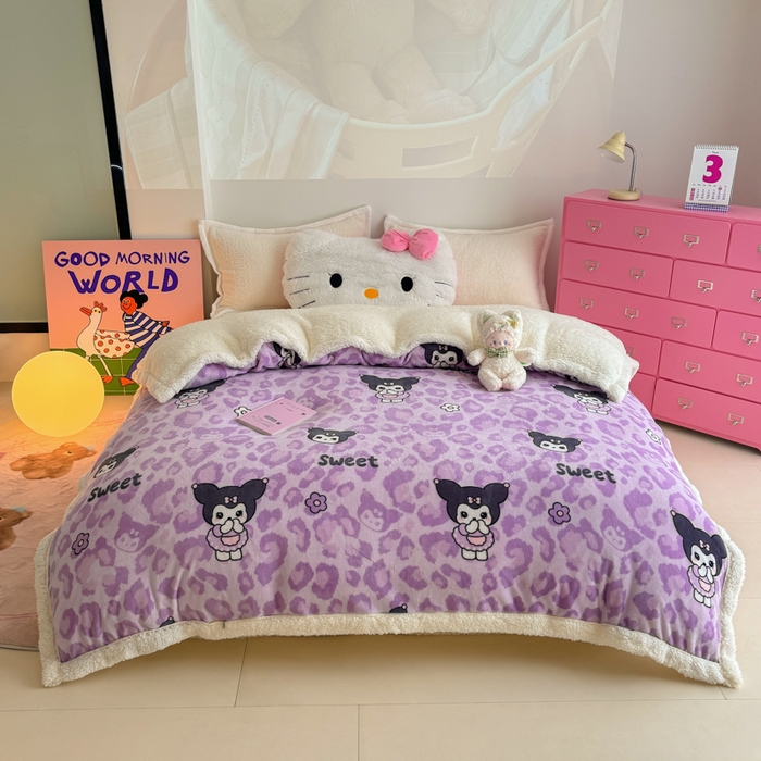 91家纺网 家纺一手货源 找家纺 温眠家纺 2025新款ins羊羔绒牛奶绒可被套休闲毯单被套-被套图 羊-淘气