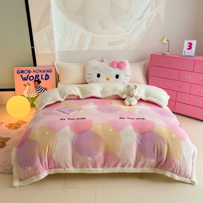 91家纺网 家纺一手货源 找家纺 温眠家纺 2025新款ins羊羔绒牛奶绒可被套休闲毯单被套-被套图 羊-梦境