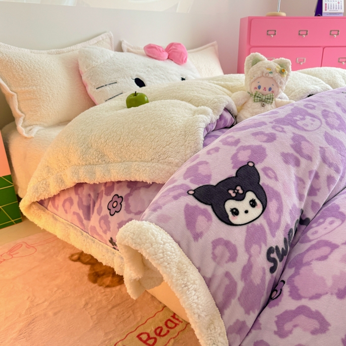 91家纺网 家纺一手货源 找家纺 温眠家纺 2025新款ins羊羔绒牛奶绒可被套休闲毯单被套-被套图 羊-淘气