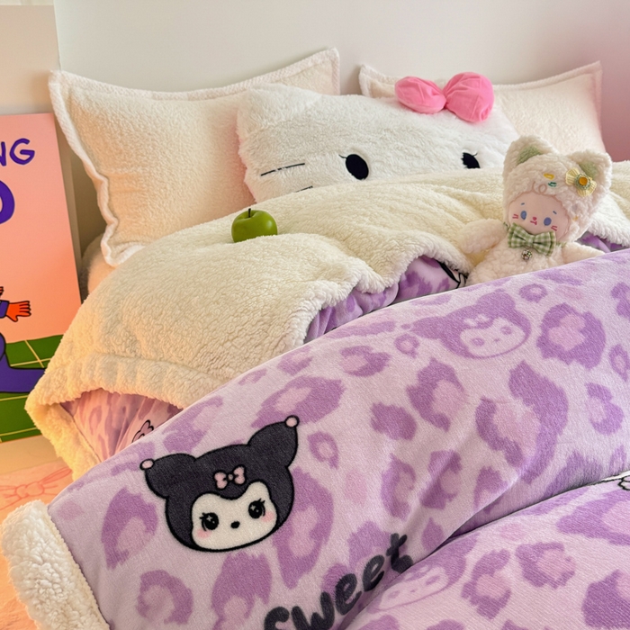 91家纺网 家纺一手货源 找家纺 温眠家纺 2025新款ins羊羔绒牛奶绒可被套休闲毯单被套-被套图 羊-淘气