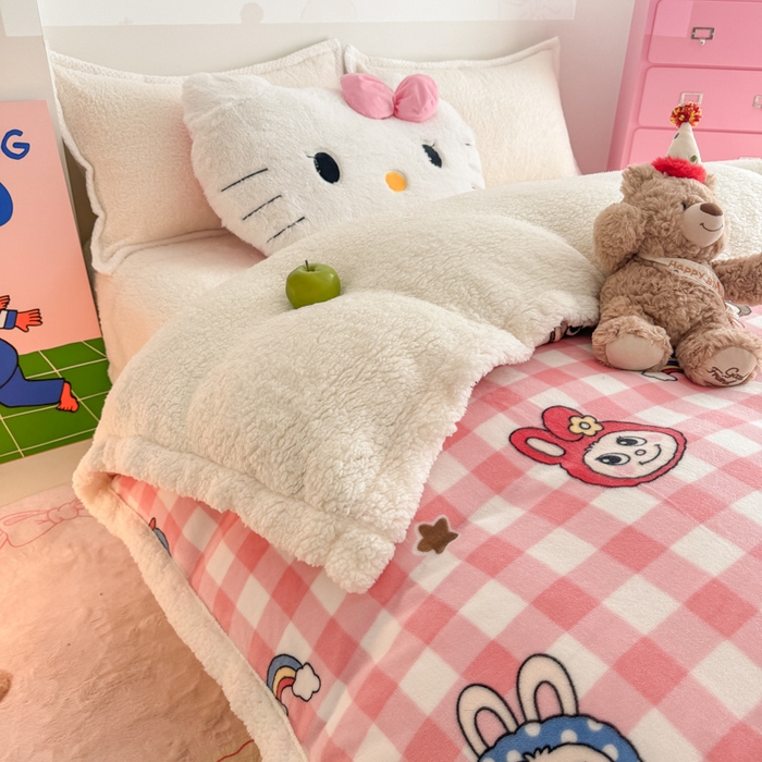 91家纺网 家纺一手货源 找家纺 温眠家纺 2025新款ins羊羔绒牛奶绒可被套休闲毯单被套-被套图 羊-格子布布