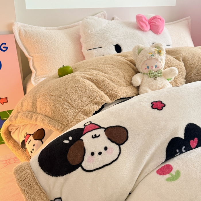 91家纺网 家纺一手货源 找家纺 （总）温眠家纺 2025新款ins羊羔绒牛奶绒可被套休闲毯单被套-被套图