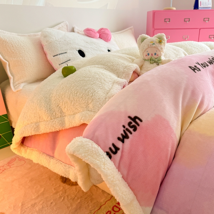 91家纺网 家纺一手货源 找家纺 温眠家纺 2025新款ins羊羔绒牛奶绒可被套休闲毯单被套-被套图 羊-梦境