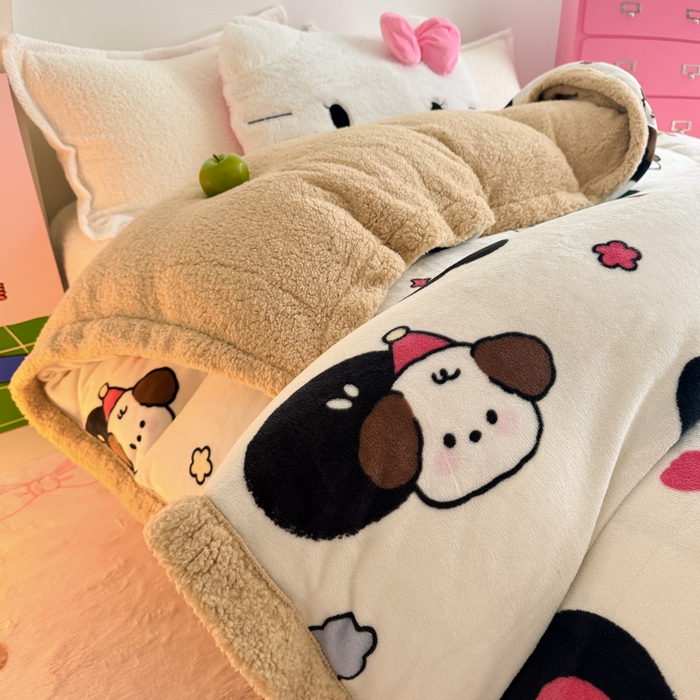 91家纺网 家纺一手货源 找家纺 温眠家纺 2025新款ins羊羔绒牛奶绒可被套休闲毯单被套-被套图 羊-爱丁屋