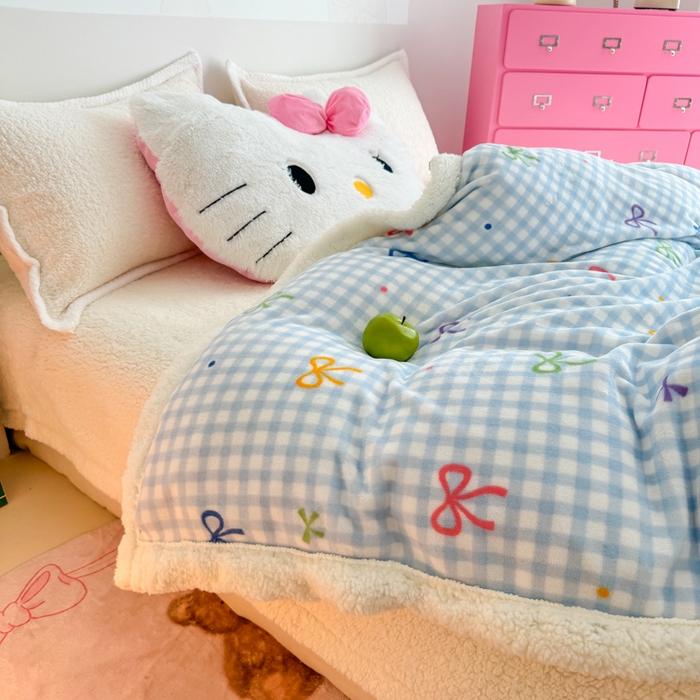 91家纺网 家纺一手货源 找家纺 温眠家纺 2025新款ins羊羔绒牛奶绒可被套休闲毯单被套-被套图 羊-彩色物语蓝