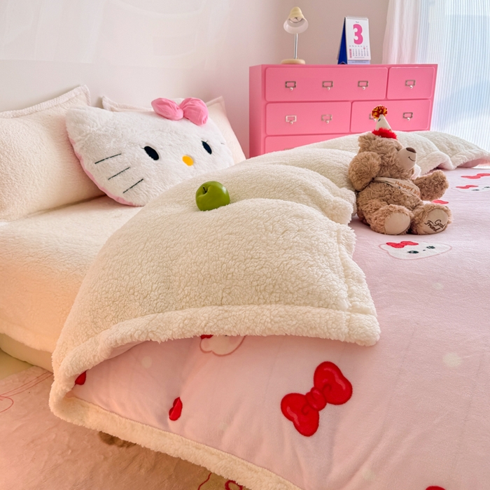 91家纺网 家纺一手货源 找家纺 温眠家纺 2025新款ins羊羔绒牛奶绒可被套休闲毯单被套-被套图 羊-糖果猫咪