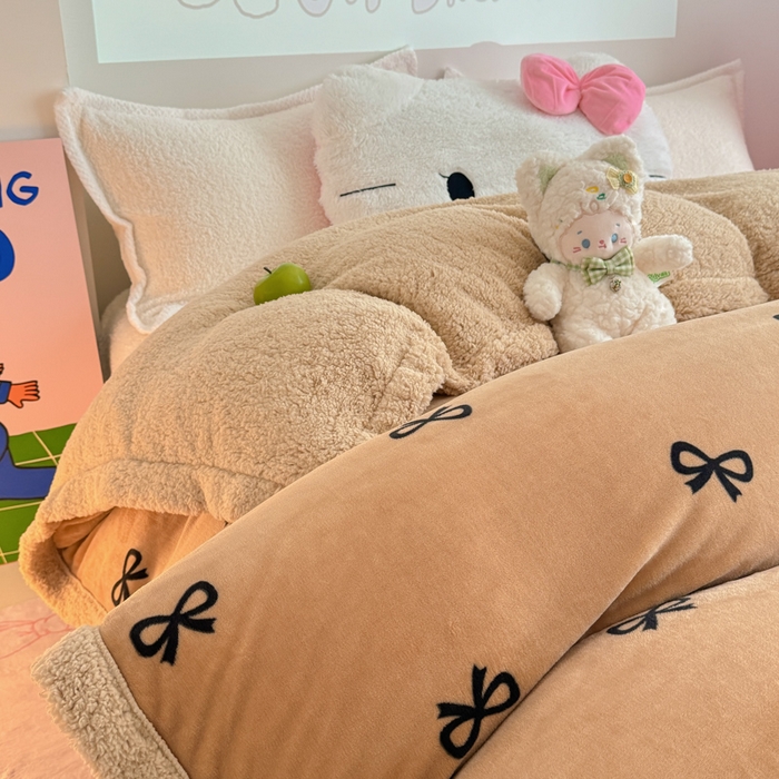 91家纺网 家纺一手货源 找家纺 温眠家纺 2025新款ins羊羔绒牛奶绒可被套休闲毯单被套-被套图 羊-卡布基诺