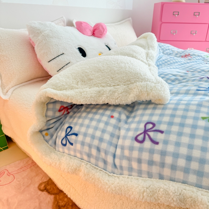 91家纺网 家纺一手货源 找家纺 温眠家纺 2025新款ins羊羔绒牛奶绒可被套休闲毯单被套-被套图 羊-彩色物语蓝