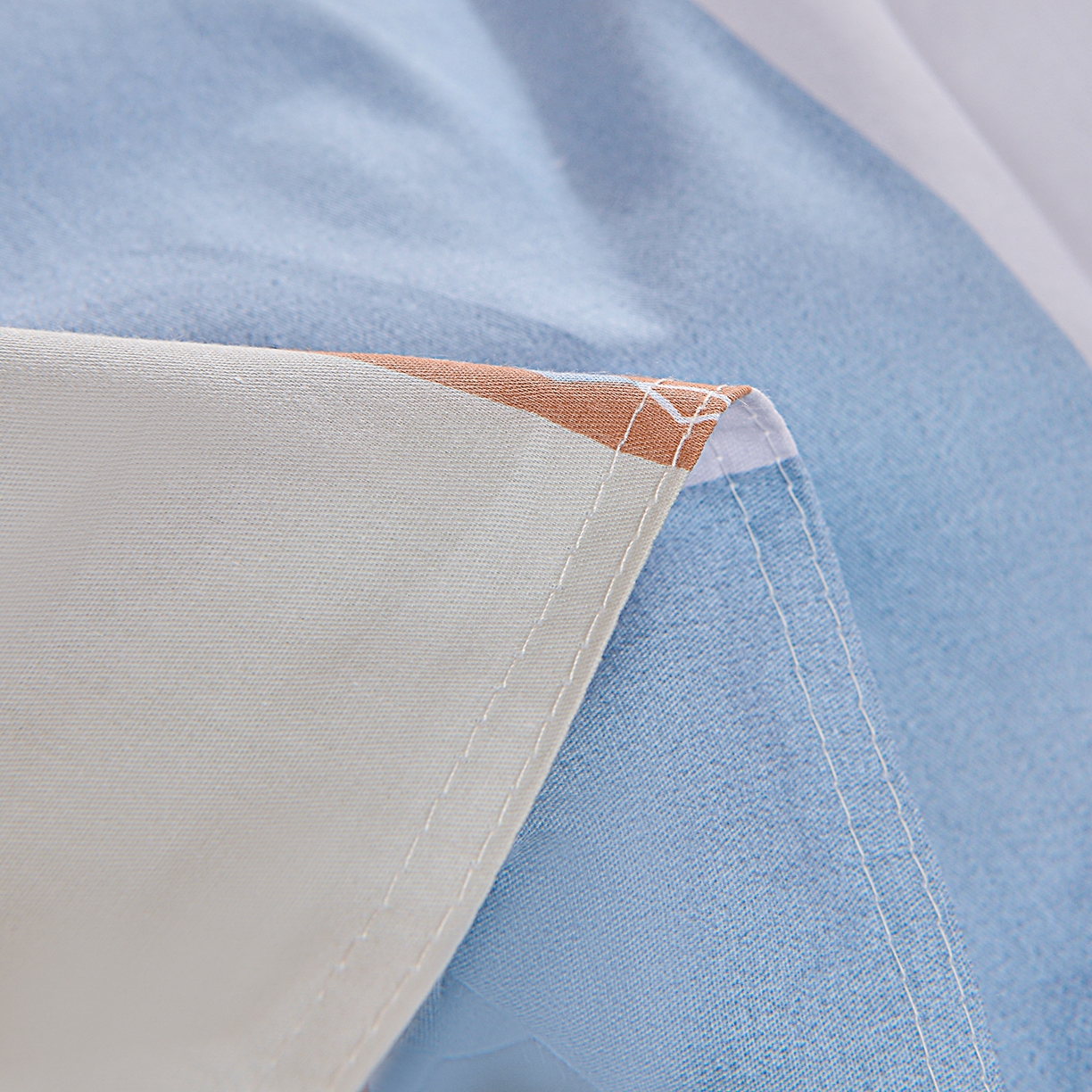 91家纺网 家纺一手货源 找家纺 小雨家纺 2026新款13372宿舍纯棉40支印花三件套 可可生活-蓝