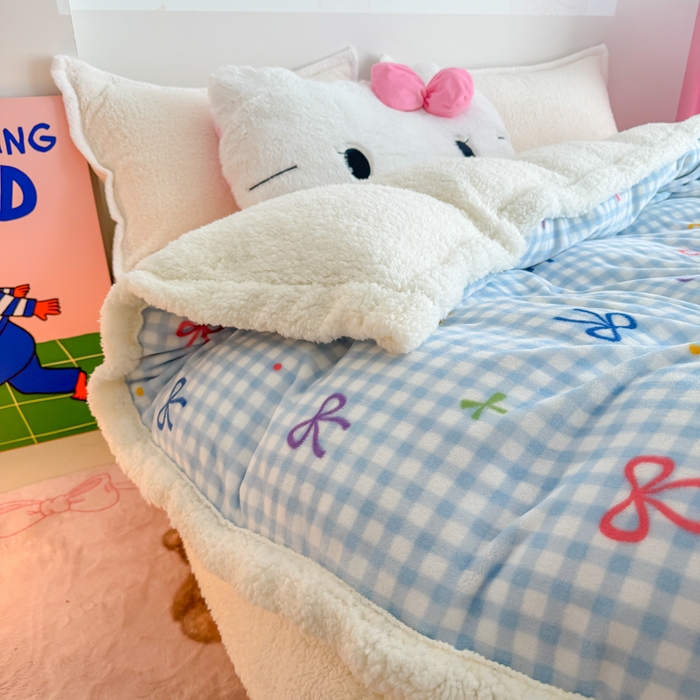 91家纺网 家纺一手货源 找家纺 温眠家纺 2025新款ins羊羔绒牛奶绒可被套休闲毯单被套-被套图 羊-彩色物语蓝