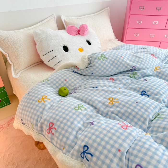 91家纺网 家纺一手货源 找家纺 温眠家纺 2025新款ins羊羔绒牛奶绒可被套休闲毯单被套-被套图 羊-彩色物语蓝