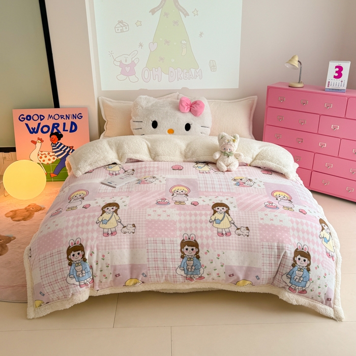 91家纺网 家纺一手货源 找家纺 温眠家纺 2025新款ins羊羔绒牛奶绒可被套休闲毯单被套-被套图 羊-米兜