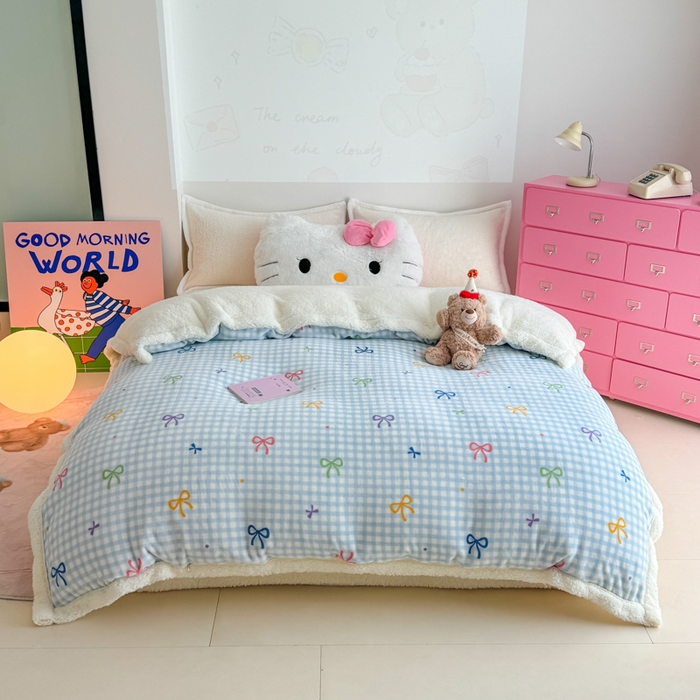 91家纺网 家纺一手货源 找家纺 温眠家纺 2025新款ins羊羔绒牛奶绒可被套休闲毯单被套-被套图 羊-彩色物语蓝