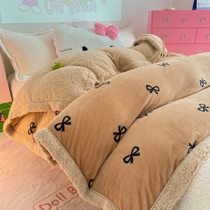 91家纺网 家纺一手货源 找家纺 温眠家纺 2025新款ins羊羔绒牛奶绒可被套休闲毯单被套-被套图 羊-卡布基诺