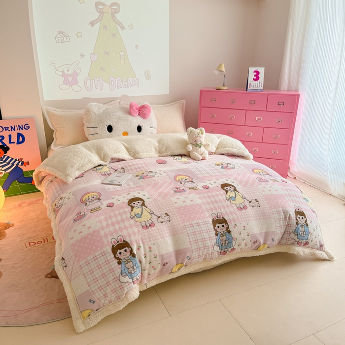 91家纺网 家纺一手货源 找家纺 温眠家纺 2025新款ins羊羔绒牛奶绒可被套休闲毯单被套-被套图 羊-米兜