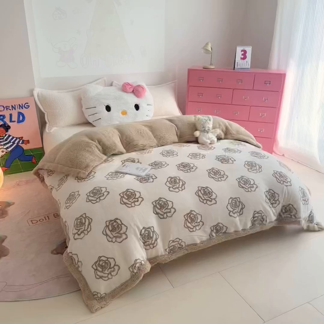 91家纺网 家纺一手货源 找家纺 温眠家纺 2025新款ins羊羔绒牛奶绒可被套休闲毯单被套-被套图 羊-苏颜