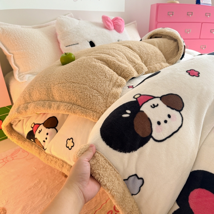 91家纺网 家纺一手货源 找家纺 温眠家纺 2025新款ins羊羔绒牛奶绒可被套休闲毯单被套-被套图 羊-爱丁屋