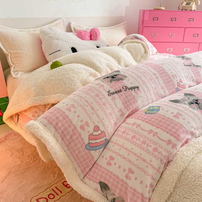 91家纺网 家纺一手货源 找家纺 温眠家纺 2025新款ins羊羔绒牛奶绒可被套休闲毯单被套-被套图 羊-欢喜