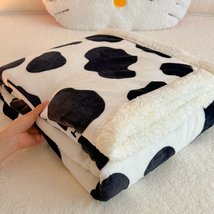 91家纺网 家纺一手货源 找家纺 温眠家纺 2025新款ins羊羔绒牛奶绒可被套休闲毯单被套-被套图 羊-奶牛