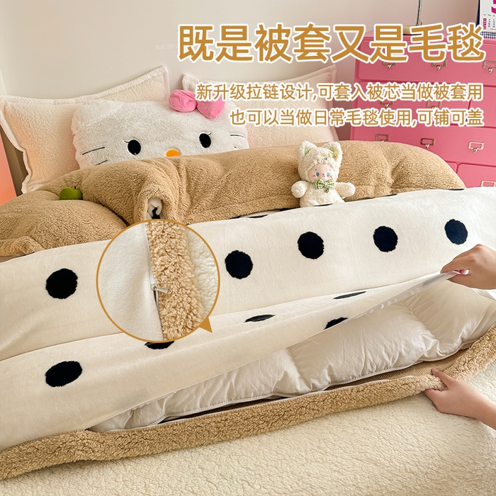 温眠家纺 2025新款ins羊羔绒牛奶绒可被套休闲毯单被套-被套图 羊-初见