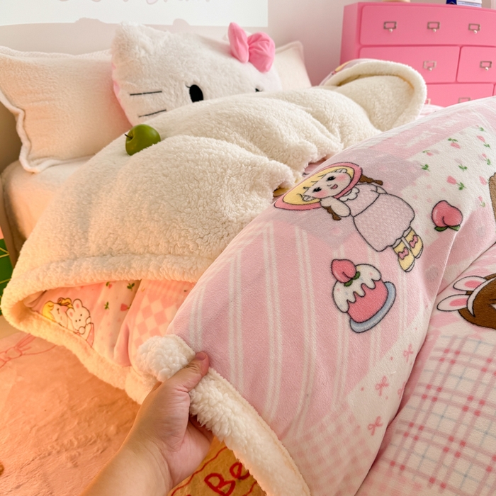 91家纺网 家纺一手货源 找家纺 温眠家纺 2025新款ins羊羔绒牛奶绒可被套休闲毯单被套-被套图 羊-米兜