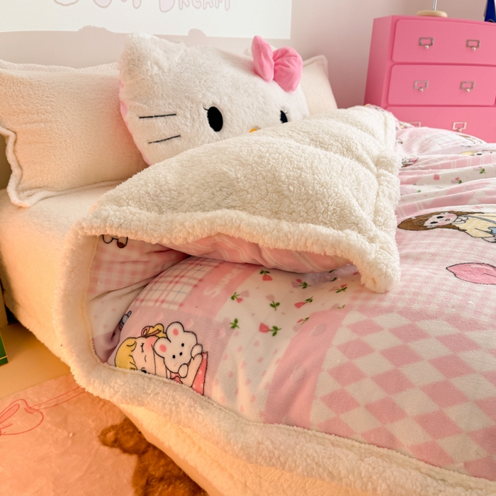 91家纺网 家纺一手货源 找家纺 温眠家纺 2025新款ins羊羔绒牛奶绒可被套休闲毯单被套-被套图 羊-米兜