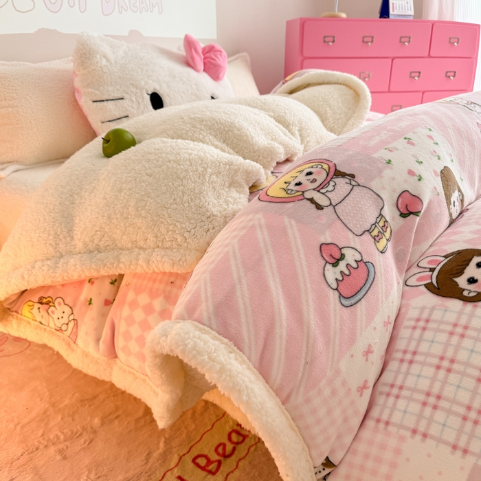 91家纺网 家纺一手货源 找家纺 温眠家纺 2025新款ins羊羔绒牛奶绒可被套休闲毯单被套-被套图 羊-米兜