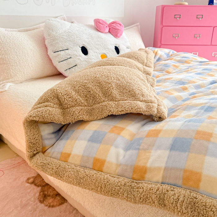 91家纺网 家纺一手货源 找家纺 温眠家纺 2025新款ins羊羔绒牛奶绒可被套休闲毯单被套-被套图 羊-墨尔本