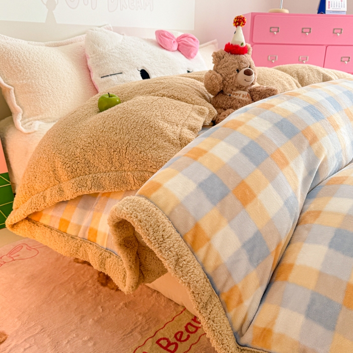 91家纺网 家纺一手货源 找家纺 温眠家纺 2025新款ins羊羔绒牛奶绒可被套休闲毯单被套-被套图 羊-墨尔本