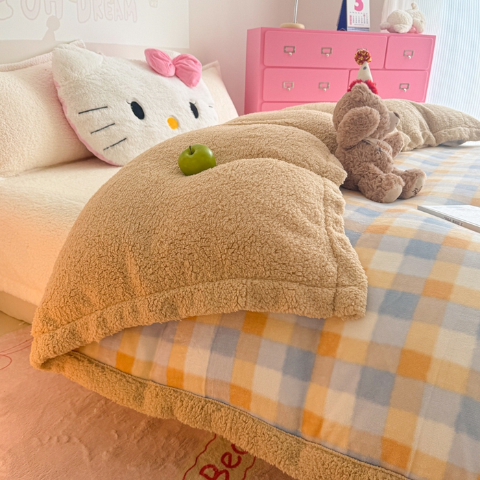 91家纺网 家纺一手货源 找家纺 温眠家纺 2025新款ins羊羔绒牛奶绒可被套休闲毯单被套-被套图 羊-墨尔本