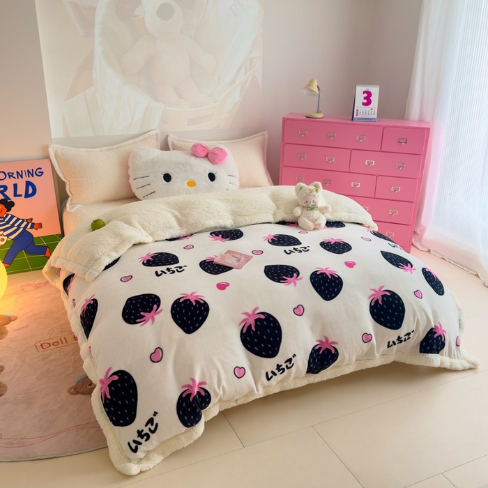 91家纺网 家纺一手货源 找家纺 温眠家纺 2025新款ins羊羔绒牛奶绒可被套休闲毯单被套-被套图 羊-山野莓莓