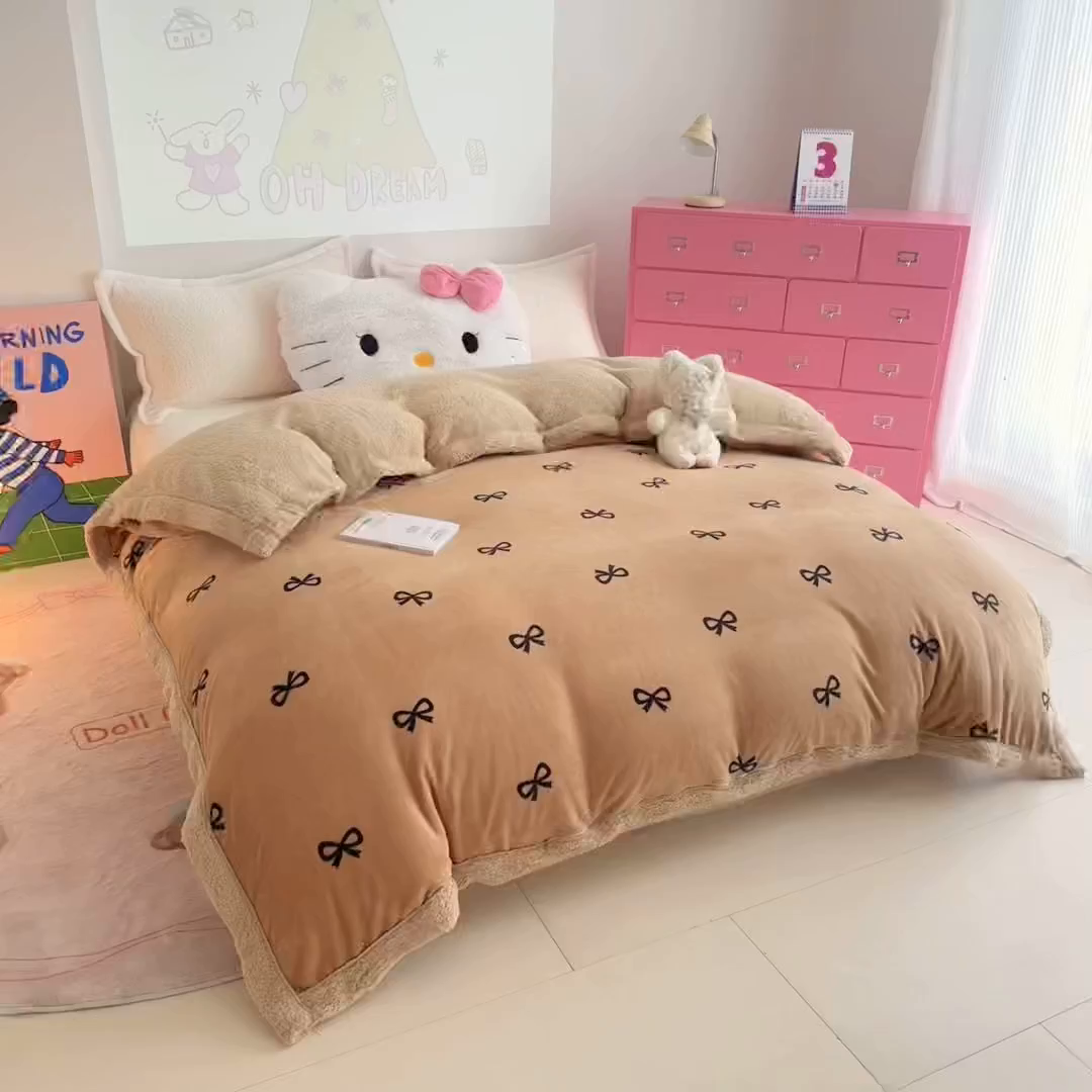 91家纺网 家纺一手货源 找家纺 温眠家纺 2025新款ins羊羔绒牛奶绒可被套休闲毯单被套-被套图 羊-卡布基诺