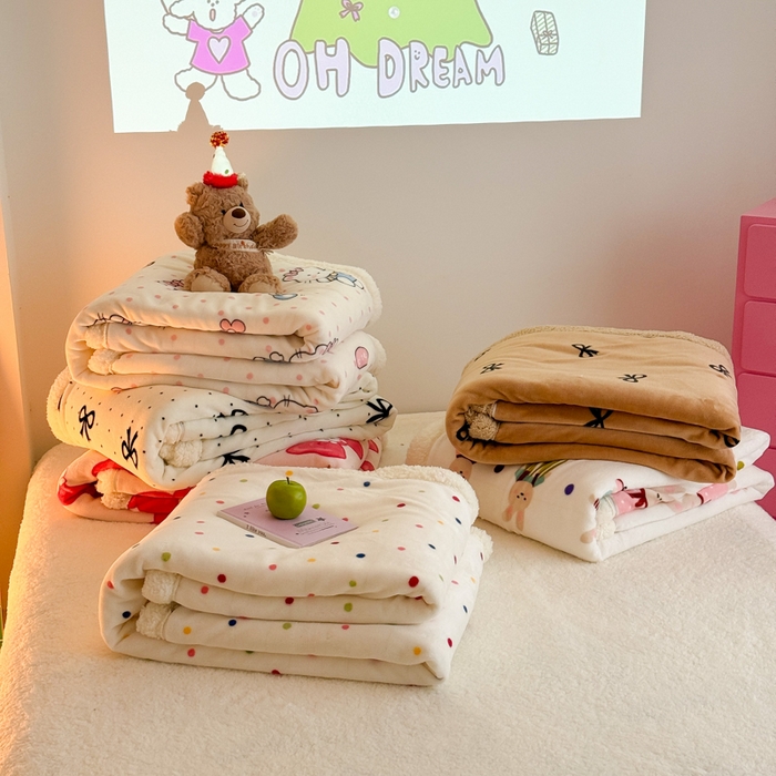 温眠家纺 2025新款ins羊羔绒牛奶绒可被套休闲毯单被套-被套图 组合