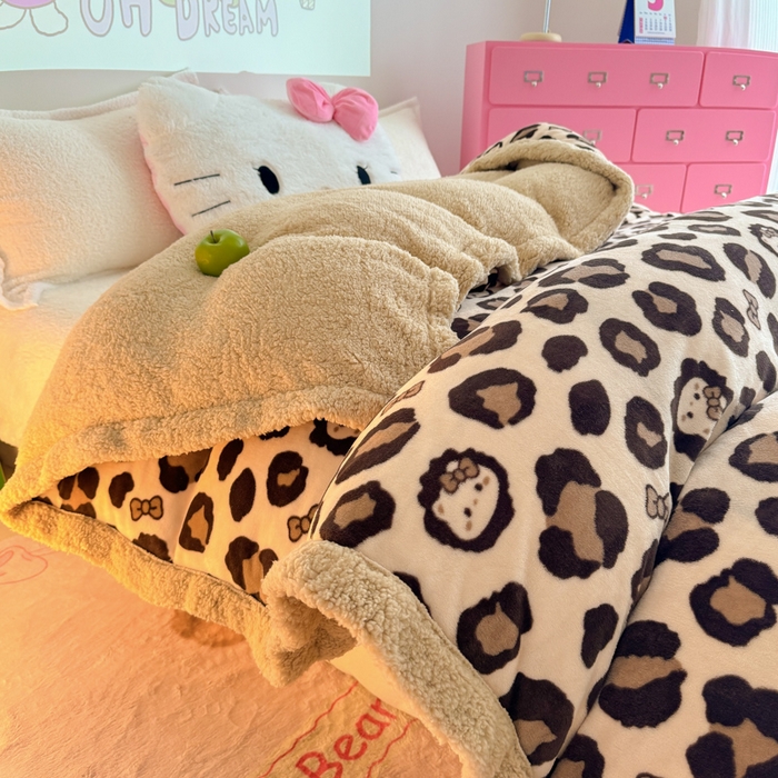 91家纺网 家纺一手货源 找家纺 温眠家纺 2025新款ins羊羔绒牛奶绒可被套休闲毯单被套-被套图 羊-豹纹公主