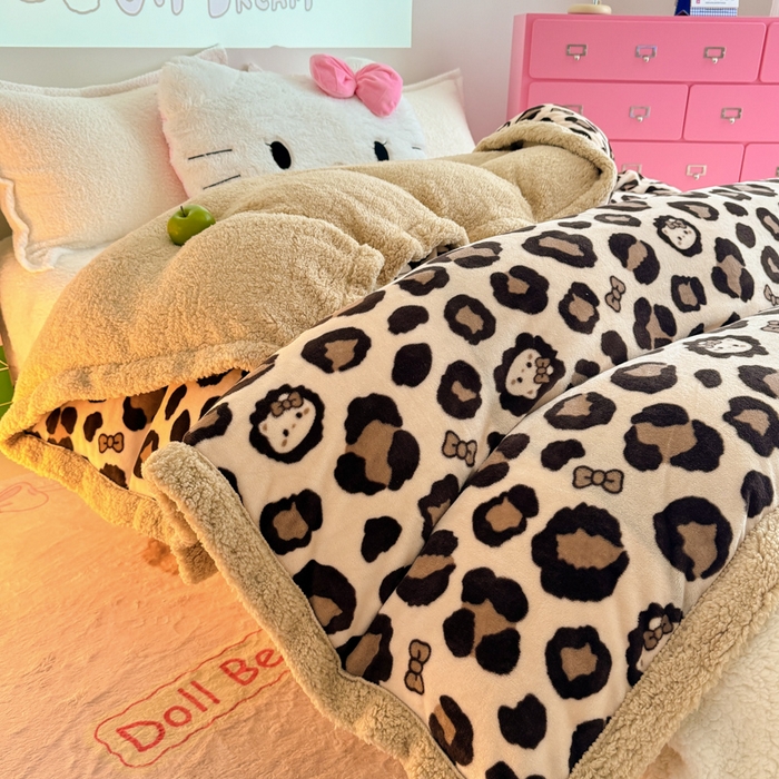 91家纺网 家纺一手货源 找家纺 温眠家纺 2025新款ins羊羔绒牛奶绒可被套休闲毯单被套-被套图 羊-豹纹公主