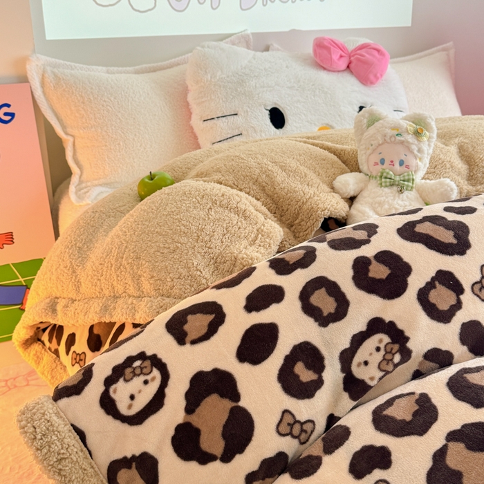 91家纺网 家纺一手货源 找家纺 温眠家纺 2025新款ins羊羔绒牛奶绒可被套休闲毯单被套-被套图 羊-豹纹公主