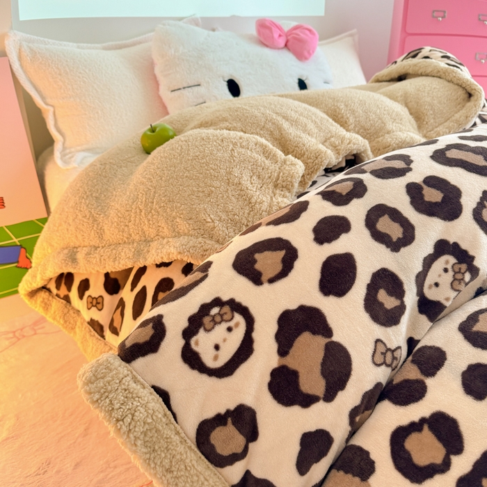 91家纺网 家纺一手货源 找家纺 温眠家纺 2025新款ins羊羔绒牛奶绒可被套休闲毯单被套-被套图 羊-豹纹公主