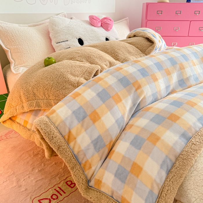 91家纺网 家纺一手货源 找家纺 温眠家纺 2025新款ins羊羔绒牛奶绒可被套休闲毯单被套-被套图 羊-墨尔本