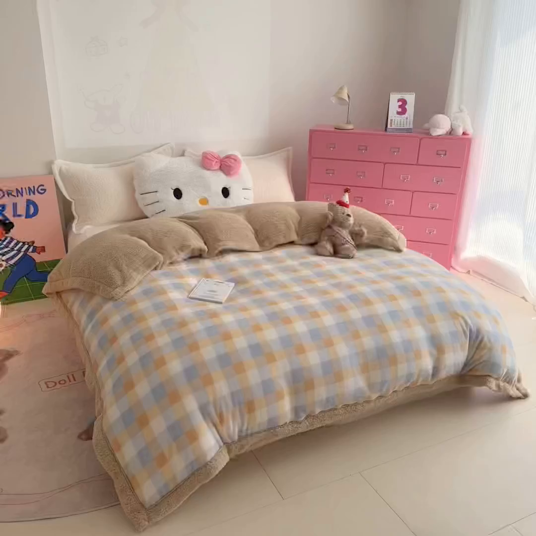 91家纺网 家纺一手货源 找家纺 温眠家纺 2025新款ins羊羔绒牛奶绒可被套休闲毯单被套-被套图 羊-墨尔本