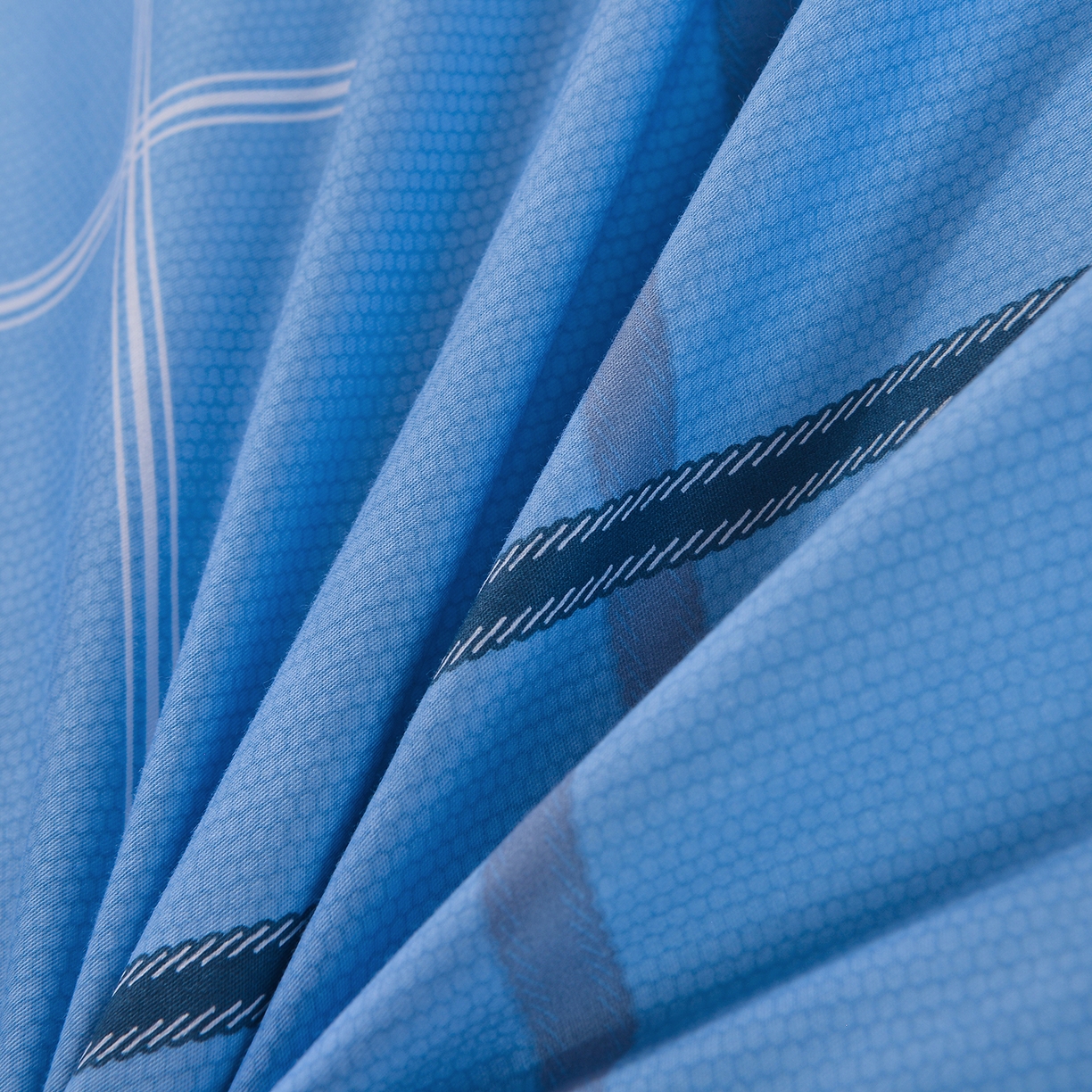 91家纺网 家纺一手货源 找家纺 小雨家纺 2026新款13372宿舍纯棉40支印花三件套 克罗茵-天蓝