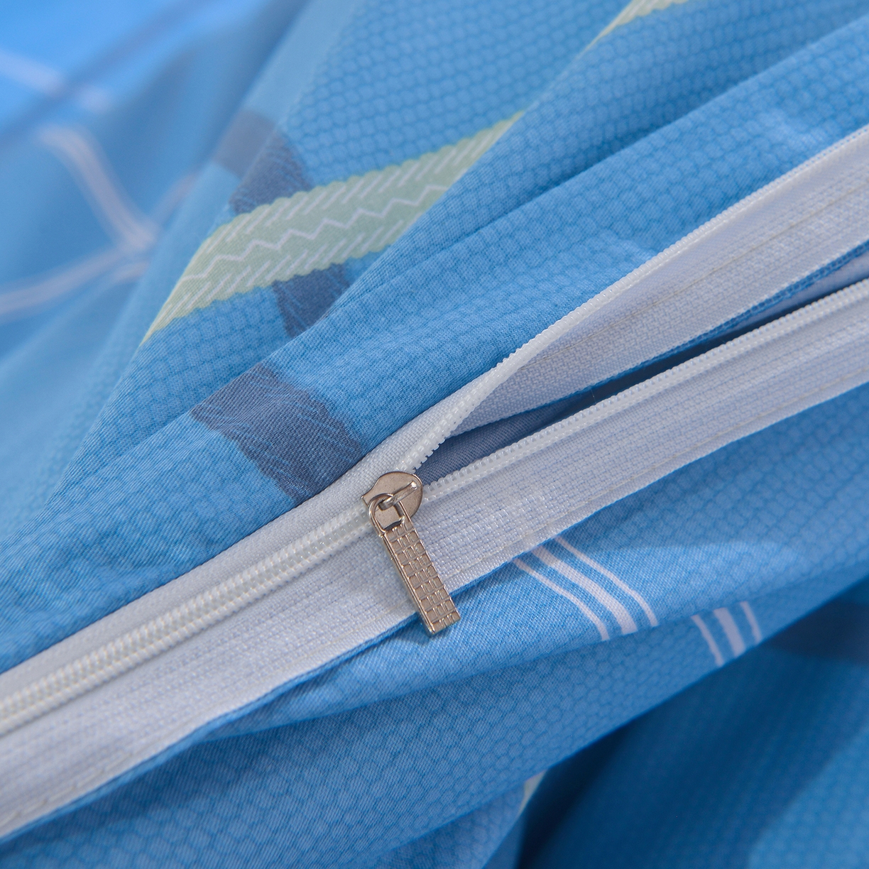 91家纺网 家纺一手货源 找家纺 小雨家纺 2026新款13372宿舍纯棉40支印花三件套 克罗茵-天蓝