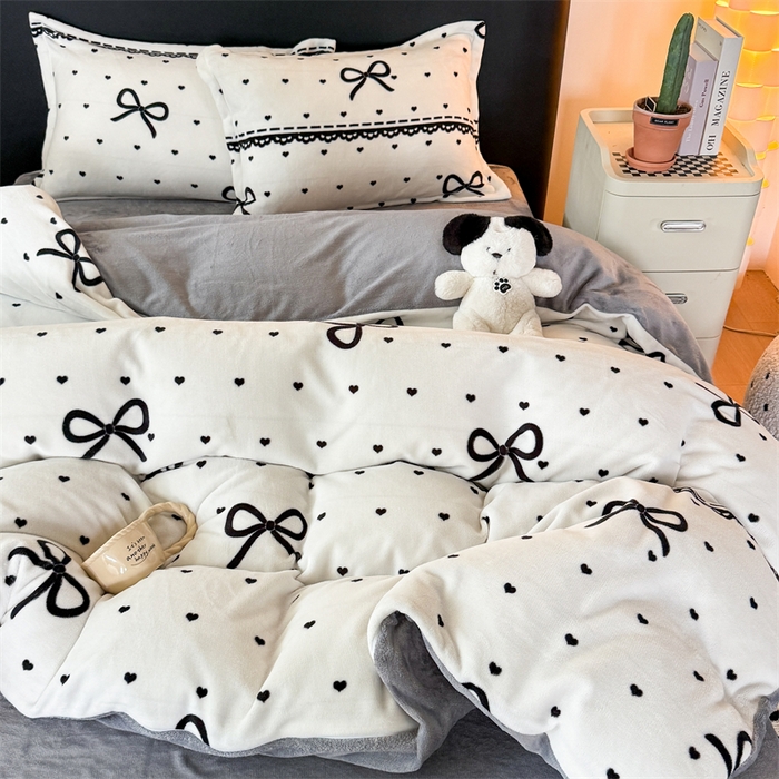 温眠家纺 2025新款加厚牛奶绒四件套跑量款 夜曲