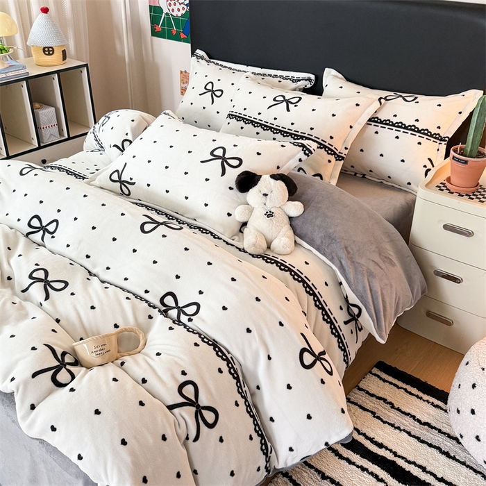 91家纺网 家纺一手货源 找家纺 温眠家纺 2025新款加厚牛奶绒四件套跑量款 夜曲