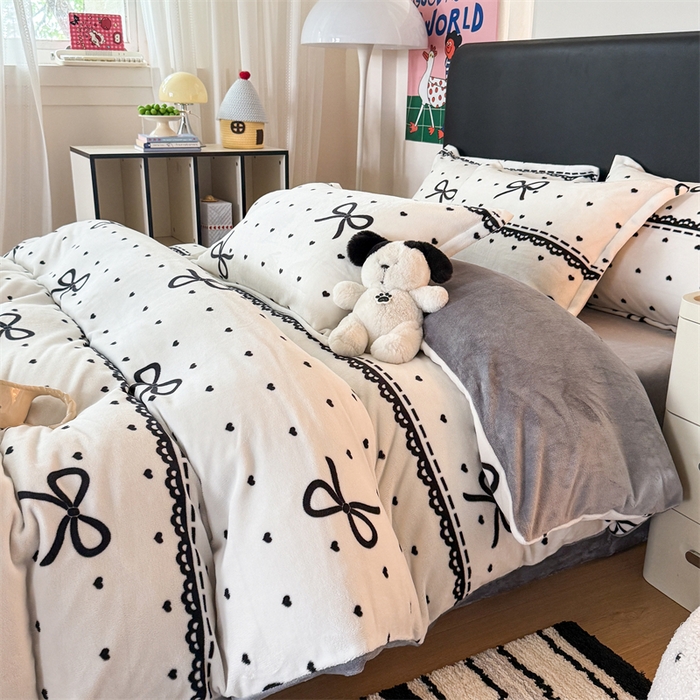 91家纺网 家纺一手货源 找家纺 温眠家纺 2025新款加厚牛奶绒四件套跑量款 夜曲