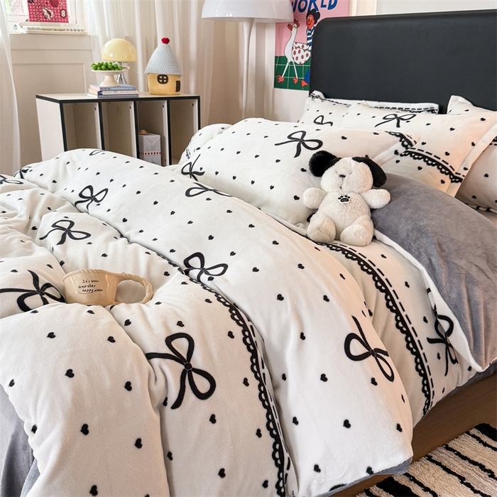 91家纺网 家纺一手货源 找家纺 温眠家纺 2025新款加厚牛奶绒四件套跑量款 夜曲