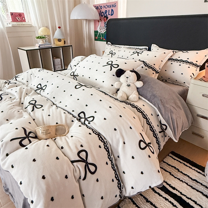 91家纺网 家纺一手货源 找家纺 温眠家纺 2025新款加厚牛奶绒四件套跑量款 夜曲