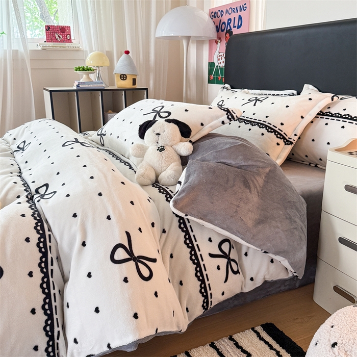 91家纺网 家纺一手货源 找家纺 温眠家纺 2025新款加厚牛奶绒四件套跑量款 夜曲