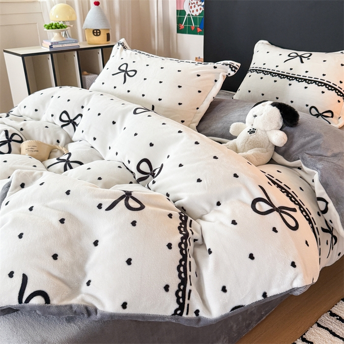 91家纺网 家纺一手货源 找家纺 温眠家纺 2025新款加厚牛奶绒四件套跑量款 夜曲