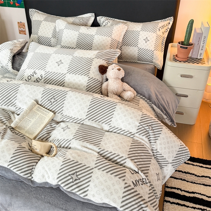 91家纺网 家纺一手货源 找家纺 温眠家纺 2025新款加厚牛奶绒四件套跑量款 竹笙