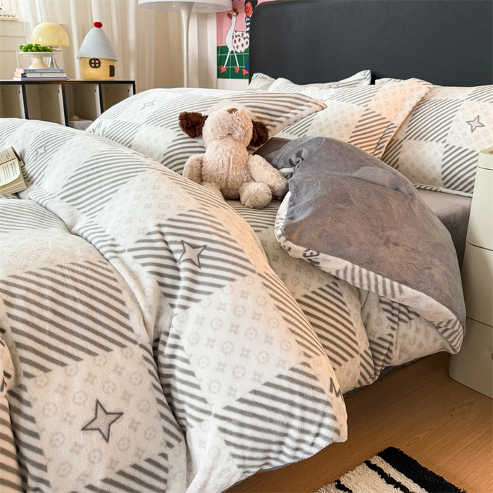 91家纺网 家纺一手货源 找家纺 温眠家纺 2025新款加厚牛奶绒四件套跑量款 竹笙